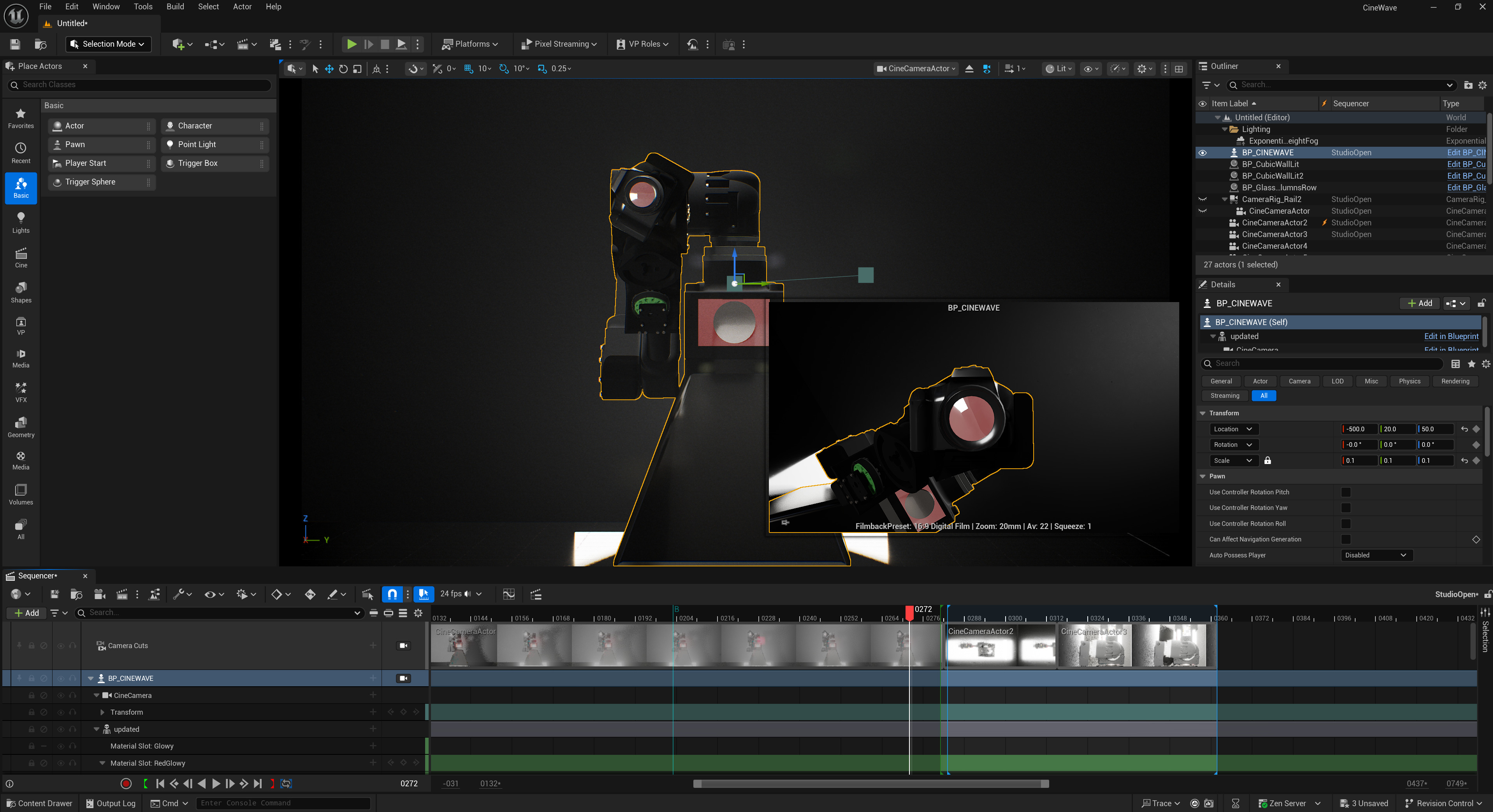 Unreal Engine workspace — digital twin and control rig